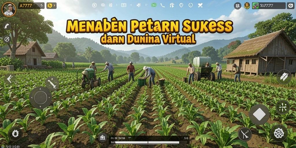 Tampilan gameplay A7777 yang penuh warna dan menarik saat bertani.