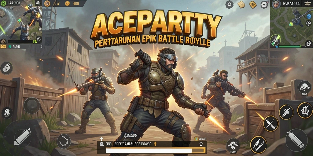 Tampilan gameplay ACEPARTY yang intens dan seru dalam pertarungan Battle Royale.