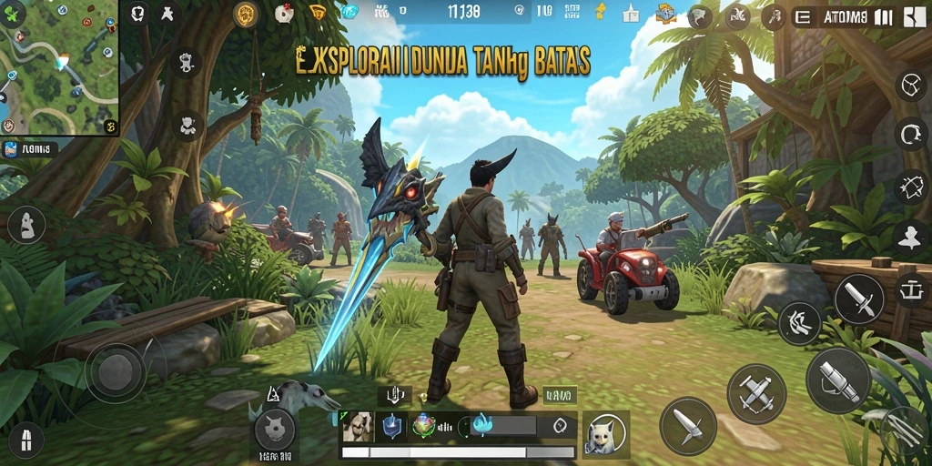 Screenshot menggambarkan aksi eksplorasi dalam dunia Open World yang luas.