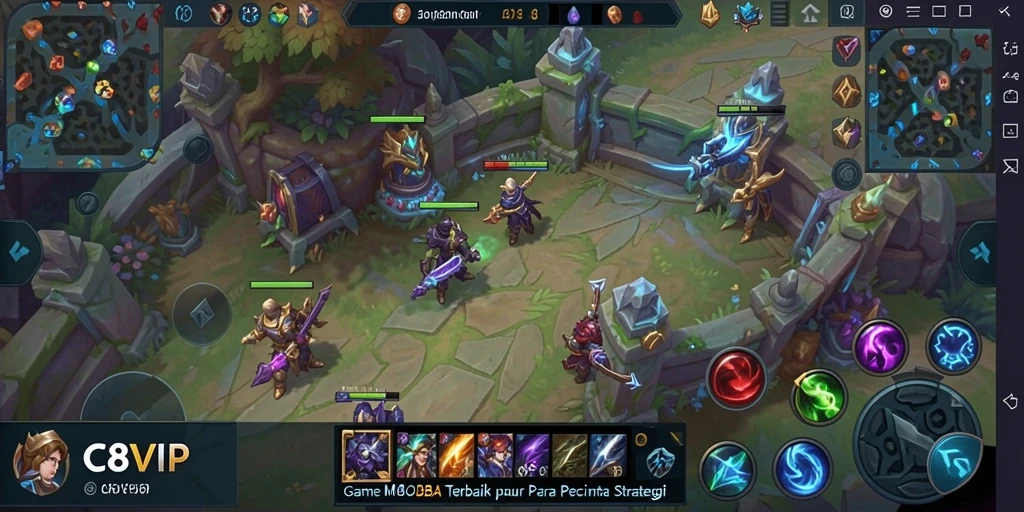 Tangkapan layar gameplay C8VIP menampilkan pertempuran tim yang seru.