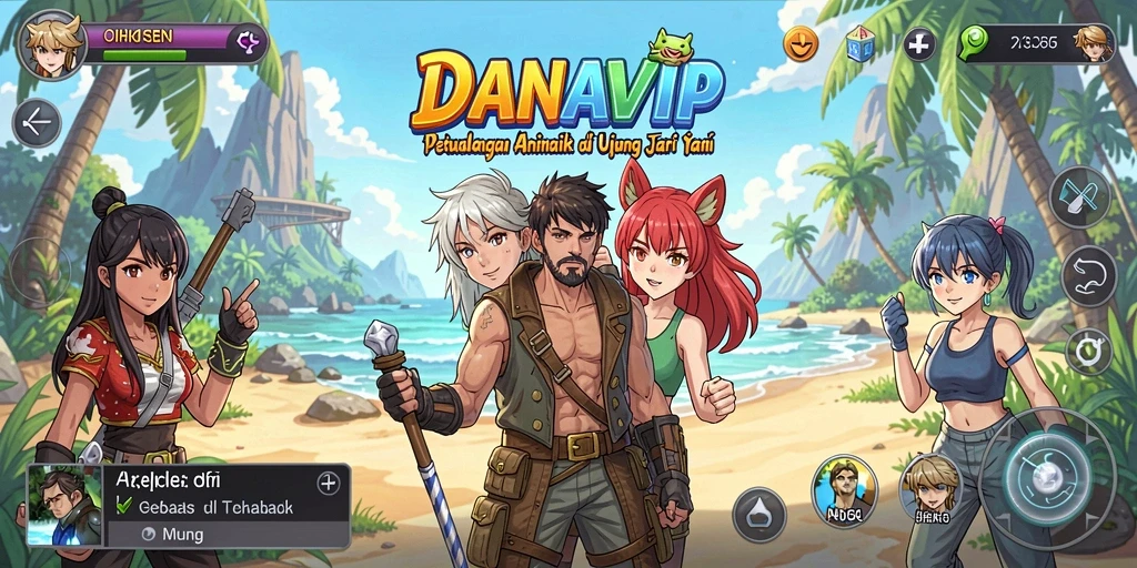Screenshot gameplay <strong>DANAVIP</strong> menunjukkan karakter Anime yang penuh aksi.