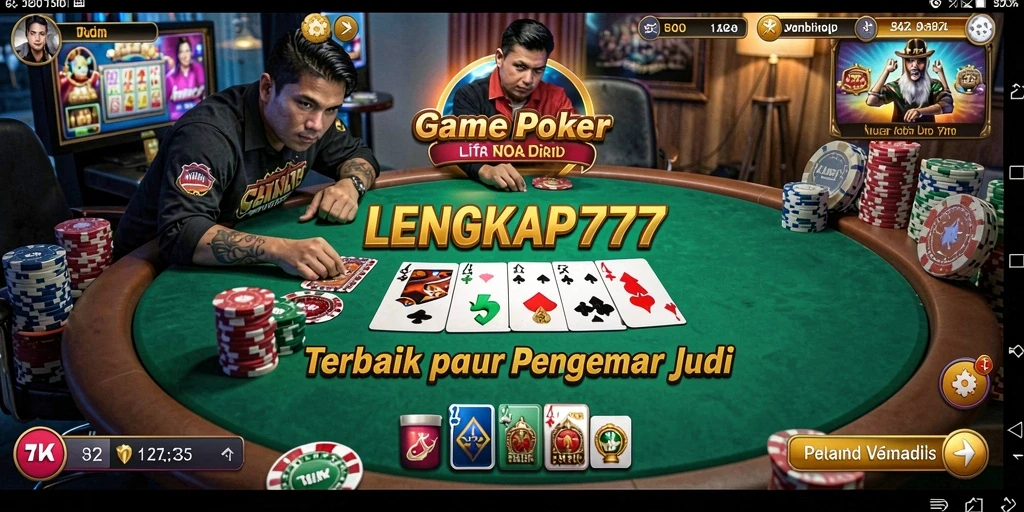 Tampilan gameplay Poker yang mendebarkan di LENGKAP777.