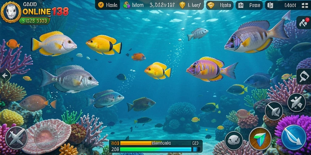 Tampilan gameplay seru menembak ikan di ONLINE138.