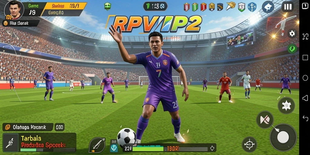 Tangkapan layar utama dari gameplay RPVIP2 yang menunjukkan aksi seru olahraga.