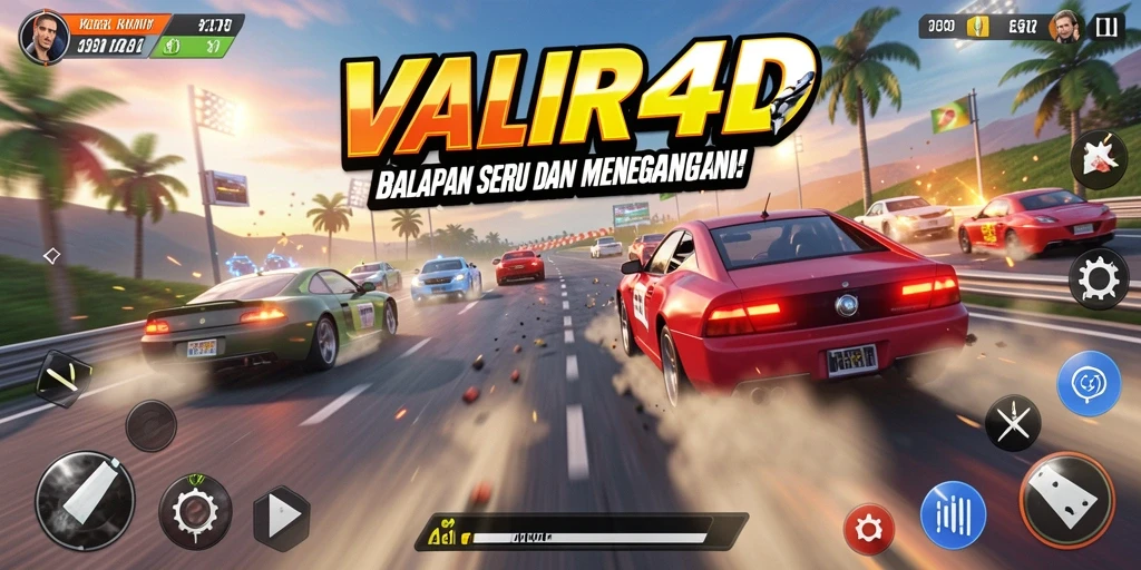 Tampilan gameplay seru dalam balapan <strong>VALIR4D</strong> yang menegangkan.