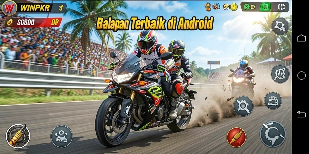 Gameplay seru balapan motor dalam WINPKR.