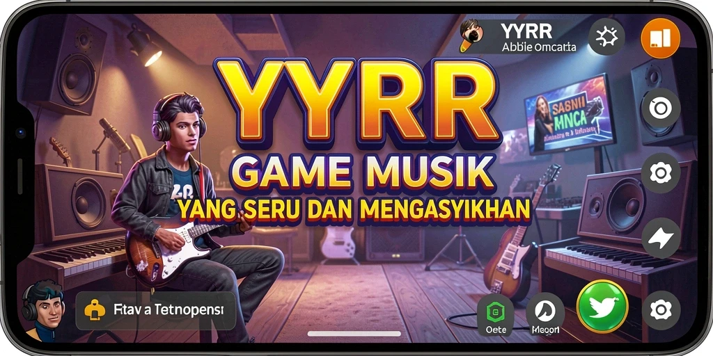 Tampilan gameplay YYRR dengan berbagai genre musik yang menarik.